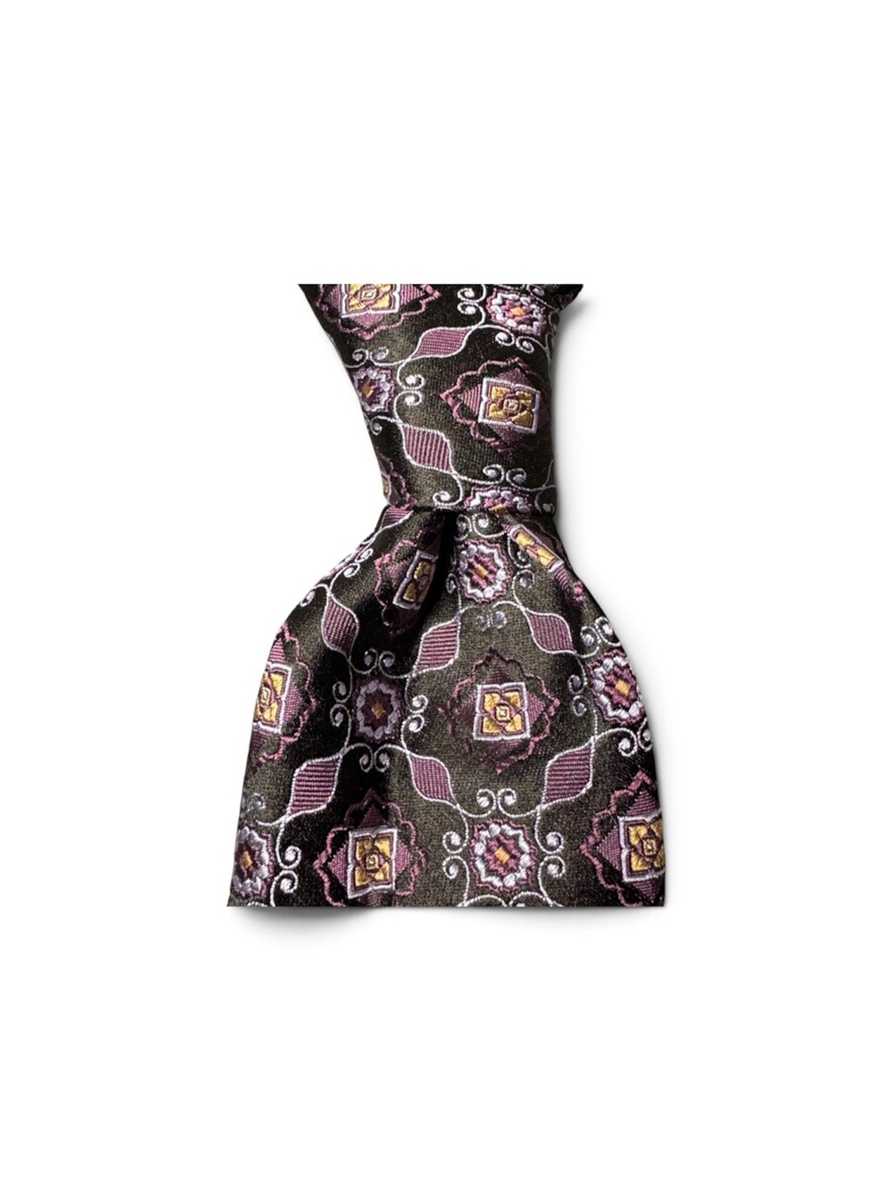 Canali Purple and Gold Patterned Silk Tie